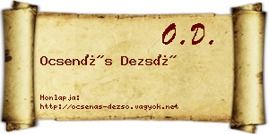 Ocsenás Dezső névjegykártya